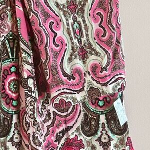 NWT -  Free People Pink Paisley High-Waisted Flare Trousers – Size M